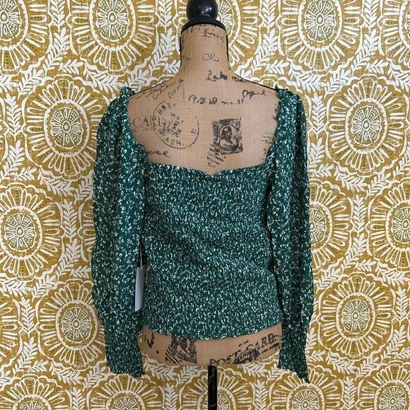 NWT Reformation Pinto Floral Long Sleeve Square Neck Top in Parsley size 2X - Picture 8 of 11
